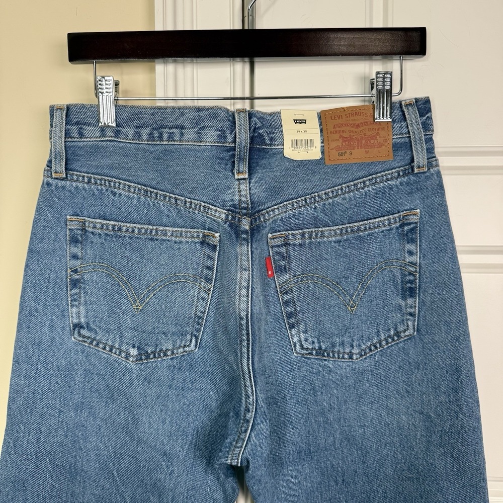 Levi's 501 Skinny Jeans Women's 29/30 Distressed Blue We Talk Wash High Rise NEW - Picture 5 of 13